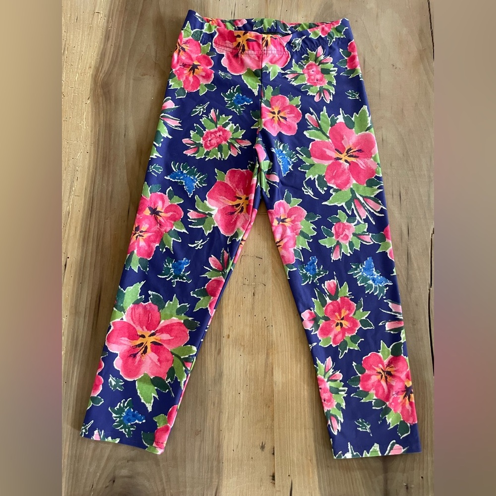 Floral Purple and Pink Cropped Leggings